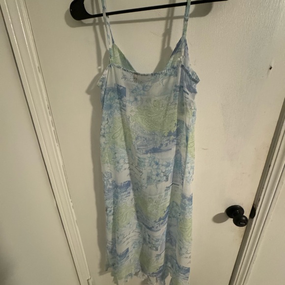 ruffle longline cami with split front in blue paisley print - Picture 4 of 6